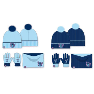 Stitch beanie snood and gloves set