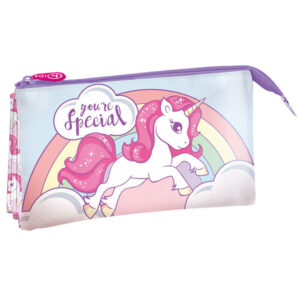 Unicorn triple zip pencil case