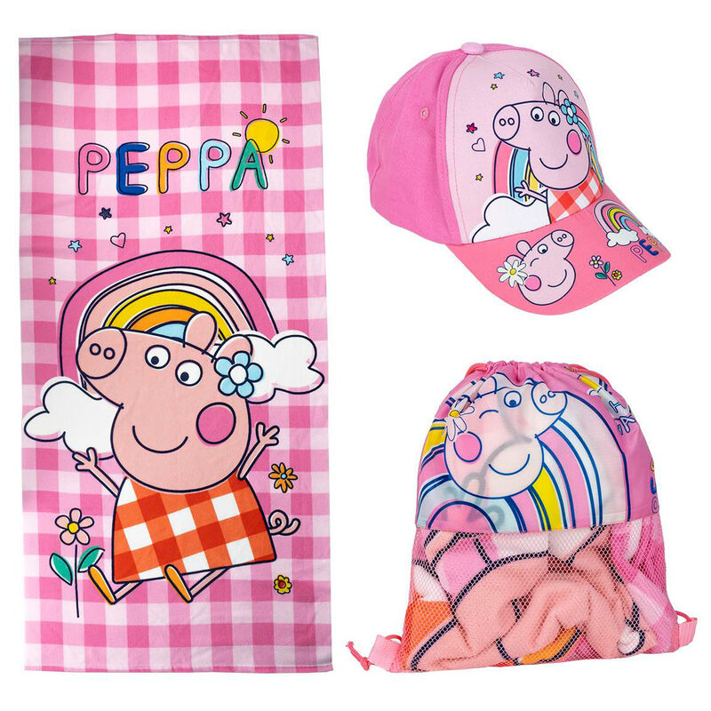Peppa Pig beach towel, cap and bag set